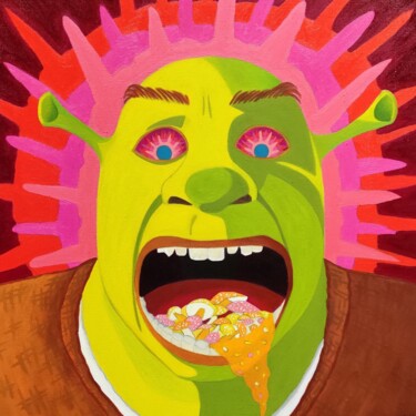 绘画 标题为“PsyShrek Forever Af…” 由Luigi Monti, 原创艺术品, 油 安装在木质担架架上