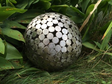 雕塑 标题为“Sphere of Circles” 由David Goecke, 原创艺术品, 不锈钢