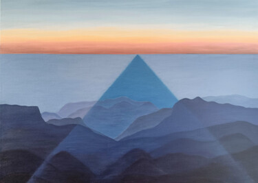 绘画 标题为“Pyramid of Indigo L…” 由Livia Doina Stanciu, 原创艺术品, 油 安装在木质担架架上