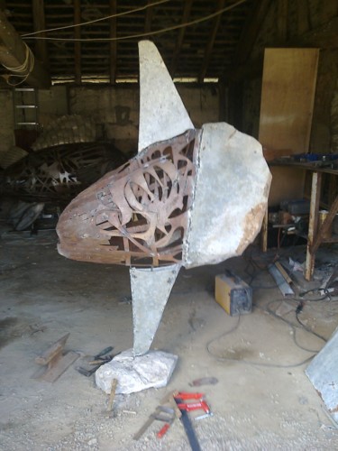Sculpture intitulée "Poisson Lune en cré…" par Mile, Œuvre d'art originale