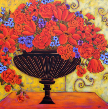 제목이 "Red Roses and Tulips"인 미술작품 Karen Rieger로, 원작, 아크릴 나무 들것 프레임에 장착됨