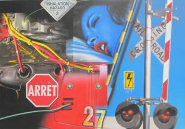 Peinture intitulée "Blue dream / Inhala…" par Peter Klasen, Œuvre d'art originale