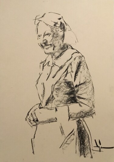 Dibujo titulada "Good Mood" por Dominique Dève, Obra de arte original, Carbón