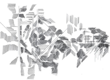 图画 标题为“no machine / 9 24” 由Lothar Neumann, 原创艺术品, 圆珠笔