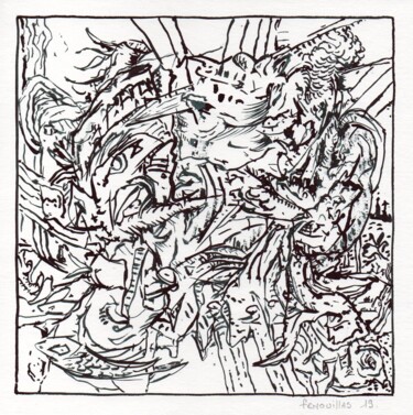 图画 标题为“Vous entendre.” 由Jean-Bernard Fenouillas, 原创艺术品, 墨