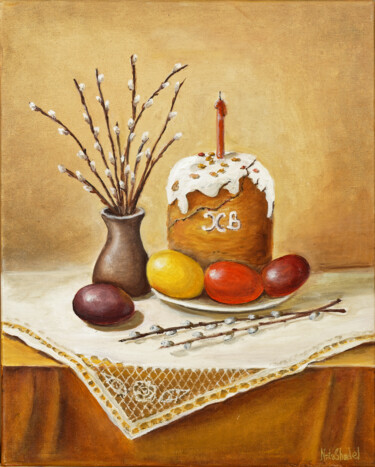 Schilderij getiteld "Пасха" door Nata Shadel, Origineel Kunstwerk, Olie