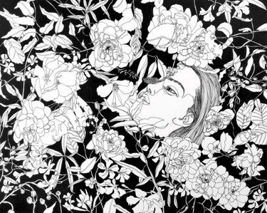 图画 标题为“Ophélie n°2” 由Sandrine Borgniet, 原创艺术品, 标记
