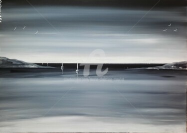 Acrylique 14/2024 "La mer en gris" Peinture intitulée "Acrylique 14/2024 "…" par Marie-Christine Maudet, Œuvre d'art originale, Acrylique Monté sur Châssis en…