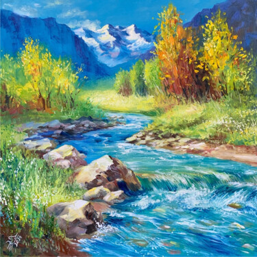 绘画 标题为“Autumn mountain lan…” 由Tatyana Ustyantseva, 原创艺术品, 油