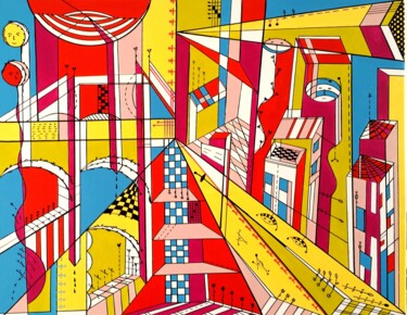 Schilderij getiteld "Maison mister" door Vera Ivanaj, Origineel Kunstwerk, Acryl