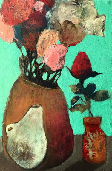 绘画 标题为“Fresh Roses Floral…” 由Lena Ru, 原创艺术品, 丙烯