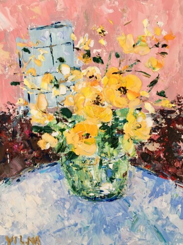 Summer Bouquet Impasto Oil Painting On Canvas Board 「Summer Bouquet Impa…」というタイトルの絵画 Vilma Gataveckieneによって, オリジナルのアートワーク, オイル