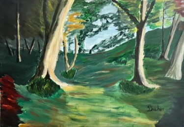 Malerei mit dem Titel "Forêt dense et clai…" von Philippe Kocher, Original-Kunstwerk, Acryl Auf Keilrahmen aus Holz montiert