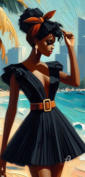 Douceur de l'Azur - Noire et Redoutable Arts numériques intitulée "Douceur de l'Azur -…" par Lise Dove, Œuvre d'art originale, Peinture numérique