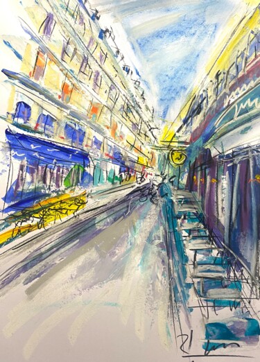 제목이 "Rue deserte à Paris"인 미술작품 Regine Blot로, 원작, 아크릴 목재 패널에 장착됨