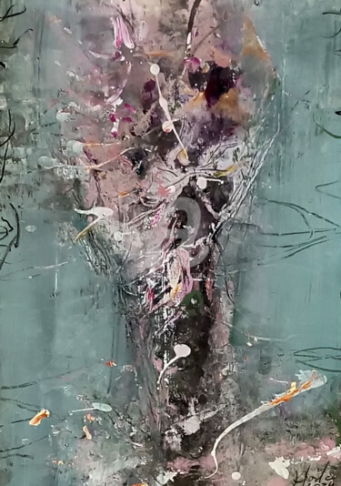 Framed spring blossom flowers colors painting enigmatic stil 绘画 标题为“Framed spring bloss…” 由Kloska Ovidiu, 原创艺术品, 丙烯