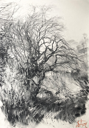 Grunewald. Between route 19 and route 29. Album Berlin 图画 标题为“Grunewald. Between…” 由Andrei Svistunov, 原创艺术品, 木炭