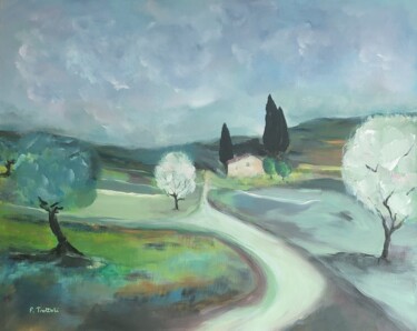 Prémices du Printemps en Provence Painting titled "Prémices du Printem…" by Florence Trottoli, Original Artwork, Acrylic