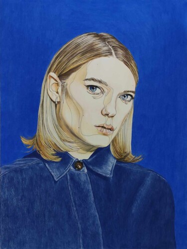 "Portrait de Léa Sey…" başlıklı Resim Sandrine Borgniet tarafından, Orijinal sanat, Kalem
