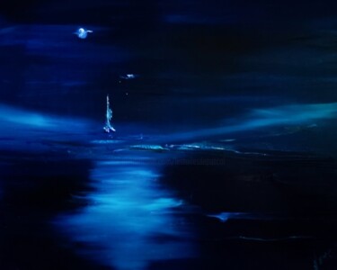 Peinture intitulée "Outre Bleu #2" par Pascal Jung, Œuvre d'art originale, Huile