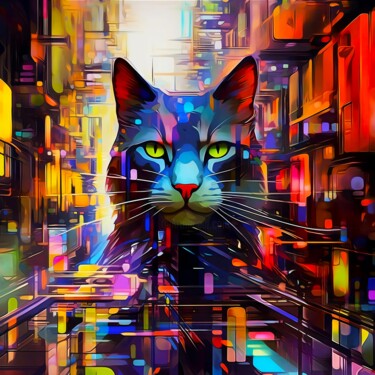 数字艺术 标题为“Chat N°2” 由Ghislaine Chapuis, 原创艺术品, AI生成的图像