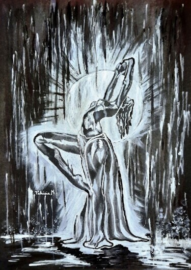 Peinture intitulée "Danser sous la pluie" par Patricia M. Le Démon Du Crayon, Œuvre d'art originale, Acrylique