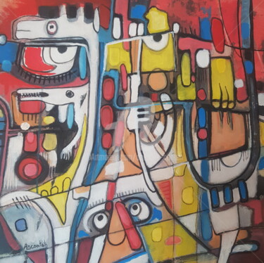 Peinture intitulée "GIRAFFE FAMILY" par Abdoulie Conteh, Œuvre d'art originale, Acrylique