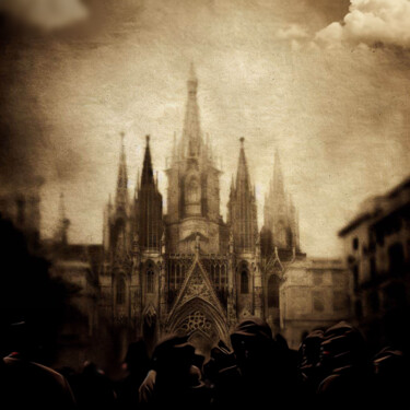 数字艺术 标题为“CATHEDRAL” 由Josep Domènech, 原创艺术品, AI生成的图像 安装在纸板上