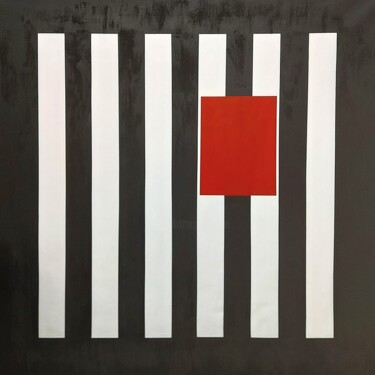 Black Stripes Red Box 绘画 标题为“Black Stripes Red B…” 由William Eiffert, 原创艺术品, 丙烯