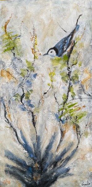 「LA PETITE CURIEUSE」というタイトルの絵画 Ginette Lefebvre (GauLe)によって, オリジナルのアートワーク, アクリル ウッドストレッチャーフレームにマウント
