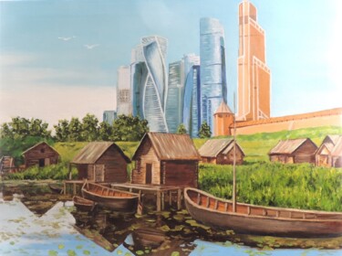 Москва былинная и современная Картина под названием "Москва былинная и с…" - Максим Федькин, Подлинное произведение искусства, Масло