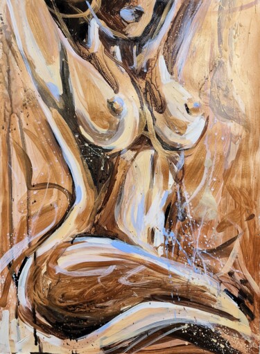 NUDE IN BRONZE 2 绘画 标题为“NUDE IN BRONZE 2” 由Alla Broska, 原创艺术品, 丙烯