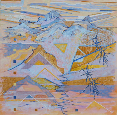 Painting titled "Paisatge20" by Jose María Cal, Original Artwork, Oil Mounted on Wood Stretcher frame