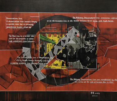 Peinture intitulée "Demarcation line" par Jia Jing, Œuvre d'art originale, Acrylique Monté sur Châssis en bois