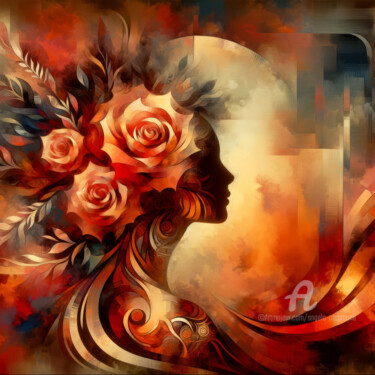 Arte digitale intitolato "Portrait  woman , a…" da Angelo Arcamone, Opera d'arte originale, Immagine generata dall'IA