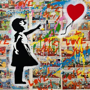 Painting titled "Balloon Girl x PopA…" by Koen Betjes, Original Artwork, Acrylic