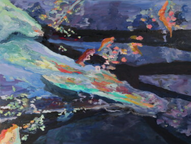 Peinture intitulée "Teich 2" par Christa Riemann, Œuvre d'art originale, Acrylique Monté sur Châssis en bois