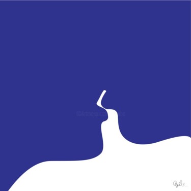 印花与版画 标题为“Le baiser bleu” 由Quibe, 原创艺术品, 颜料