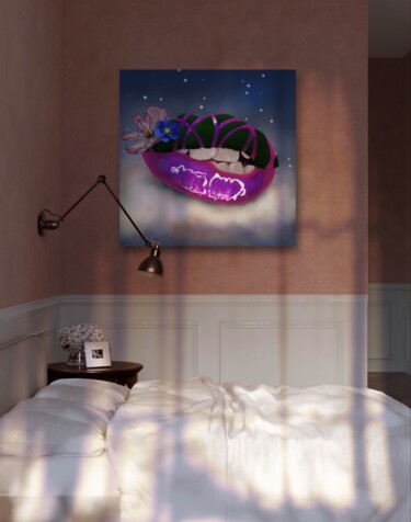 数字艺术 标题为“Dream Lips” 由Mad Lips 21, 原创艺术品, 2D数字工作 安装在木质担架架上