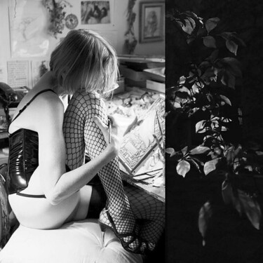 제목이 "Corset, bas résilles"인 사진 Olga Caldas로, 원작, 안료