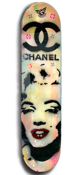 Marilyn Skateboard – Original Painting on Skateboard 雕塑 标题为“Marilyn Skateboard…” 由Gardani, 原创艺术品, 木