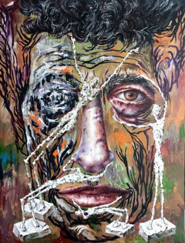 Peinture intitulée "Аlberto Giacometti" par Serhii Zavarzin, Œuvre d'art originale, Acrylique