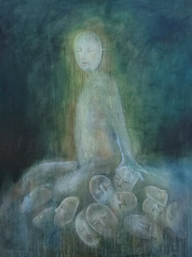 Peinture intitulée "Mascarade" par Isabelle Vialle, Œuvre d'art originale, Huile Monté sur Châssis en bois