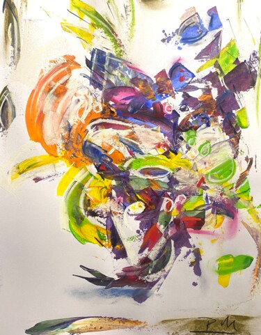 Tourbillon de fleurs en forme de coeur Painting titled "Tourbillon de fleur…" by Regine Blot, Original Artwork, Acrylic Mounted on Wood Panel