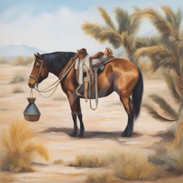 数字艺术 标题为“deserts horses futu…” 由Eduardo Vidal, 原创艺术品, 数字油画