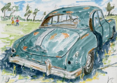 Malarstwo zatytułowany „Pontiac Chieftain” autorstwa Loran De Cevinne, Oryginalna praca, Akwarela