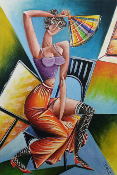 Peinture intitulée "Woman Chillout #M234" par Thomas Lange, Œuvre d'art originale, Huile Monté sur Châssis en bois