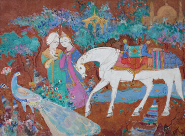"Tohir and Zuhra" başlıklı Tablo Lekim Ibragimov tarafından, Orijinal sanat, Petrol