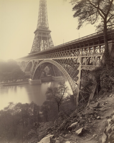 Digital Arts titled "Le pont Eiffel" by Tthomopoulos, Original Artwork, AI generated image