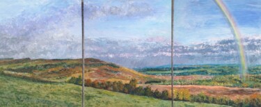 Hautes Côtes de Beaune orage triptyque Malerei mit dem Titel "Hautes Côtes de Bea…" von Thierry Gautheron, Original-Kunstwerk, Acryl Auf Keilrahmen aus Holz montie…